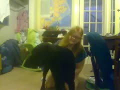 In this clip from an animal sex film, a mature woman is being used to being twat-gratified by a beast.